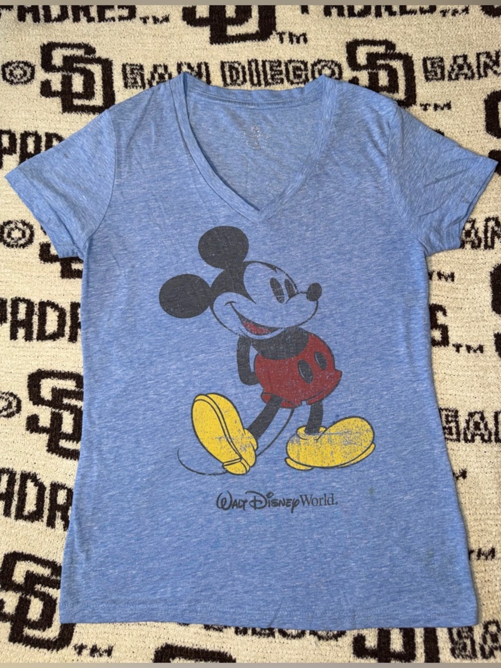 Disney Parks Mickey Mouse Walt Disney World V Neck T Shirt Womens Medium
